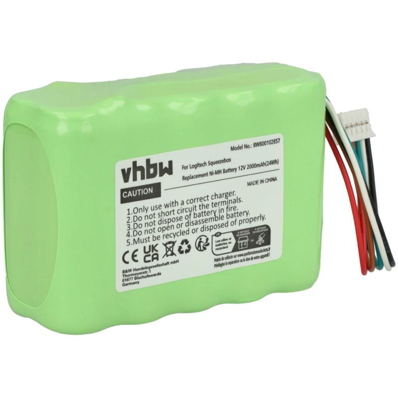 Vhbw - Batterie compatible avec Logitech Squeezebox Radio XR0001 radio (2000mAh, 12V, NiMH) - Remplacement pour 533-000050, HRMR15/51,