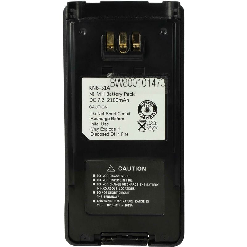 Vhbw - Batterie NI-MH 2100mAh 7.2V compatible pour KENWOOD TK-2180, TK-3180, TK-3185, TK-5210 remplace KNB-31A, KNB-32N