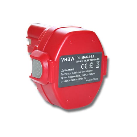Batterie NI-MH 3000mAh 14.4V rouge pour MAKITA remplace 1420, 1422, 1422 192600-1, 1433, 1434, 1435, 1435F, 192600-1, 192699-A, 1930600 etc.