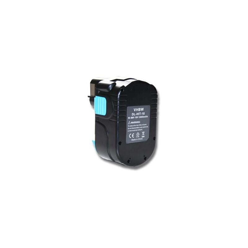Vhbw - 1x Batterie compatible avec Hitachi cj 18DL, cj 18DLX, c 6DC, c 6DD, c 18DLX, c 18DMR, c 18DL outil électrique (3000 mAh, NiMH, 18 v)