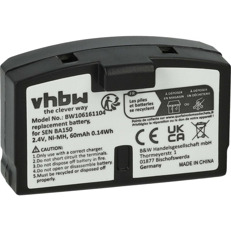 Vhbw - 1x Batterie compatible avec Sennheiser A200, hdi 380, hdi 302, HDR6, HDR4, HDR30 casque audio, écouteurs sans fil (60mAh, 2,4V, NiMH)