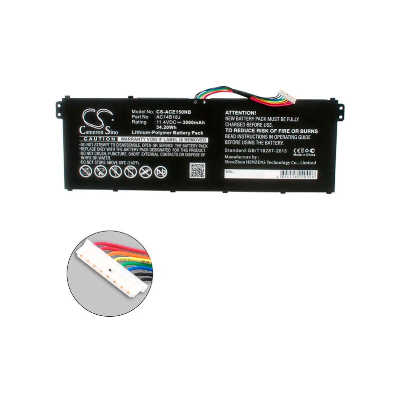 Batterie ordinateur portable 11.4V 3000mAh - AC14B18JAC14B18J(3ICP5/57/80) - NX