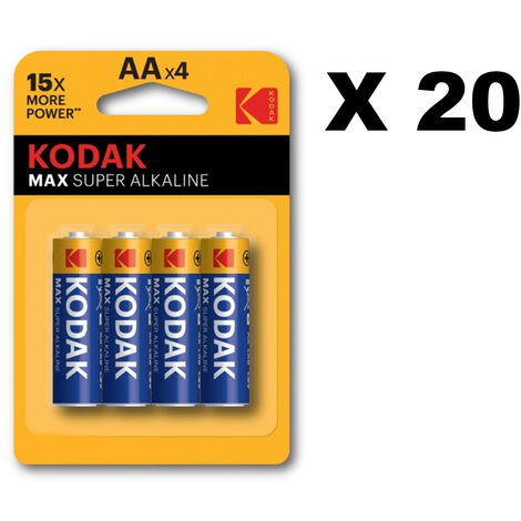 Batterie Pile Alcaline Kodak Max 1,5V AA Confezione 80 Pezzi Stilo