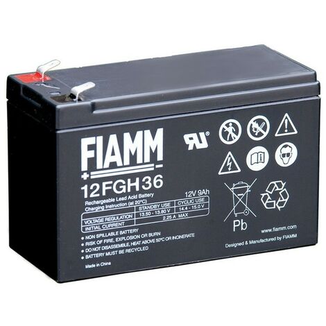 Batterie plomb-acide 12V 9Ah pour UPS – Haute performance décharge rapide – Résistance interne 23,6 mΩ – Applications systèmes de sécurité – Fiamm