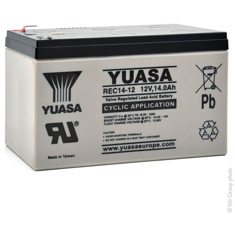 Yuasa - Batterie plomb agm REC14-12 12V 14Ah F6.35
