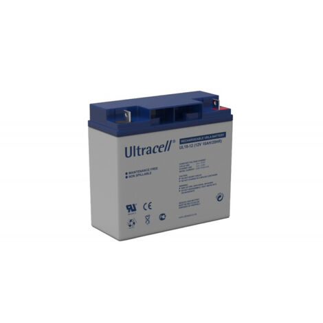 Batterie plomb étanche 12V 18Ah UL1812 – Technologie VRLA scellée – Pour systèmes d'alarme et onduleurs – Dimensions 181x76x167mm – Ultracell