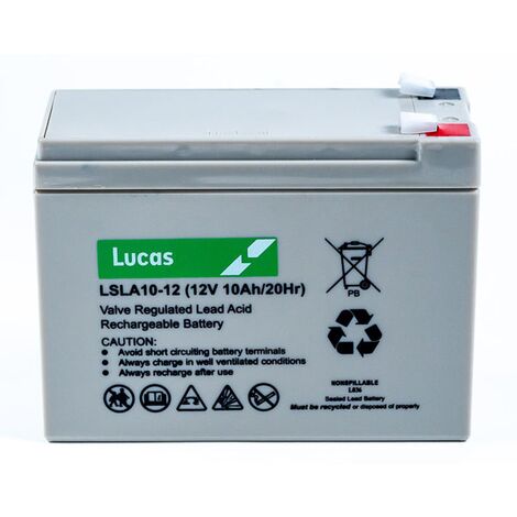 Batterie plomb étanche stationnaire 12V 10Ah – LSLA1012 – Technologie AGM pour systèmes d'alimentation stable – Longueur 151mm – Lucas