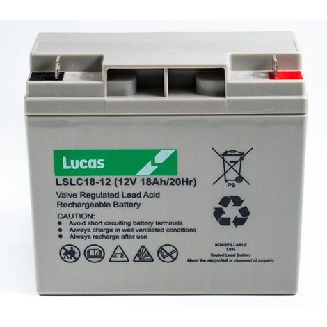 Batterie Plomb étanche Stationnaire et Cyclage Lucas VRLA AGM LSLC18-12 12V 18Ah.