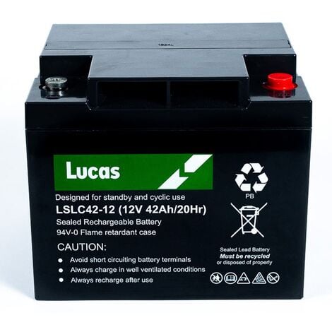 Batterie Plomb étanche Stationnaire et Cyclage Lucas VRLA AGM LSLC42-12 12V 42Ah.