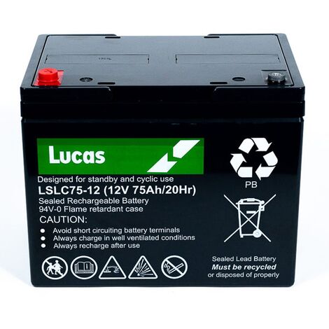Batterie Plomb étanche Stationnaire et Cyclage Lucas VRLA AGM LSLC75-12 12V 75Ah.