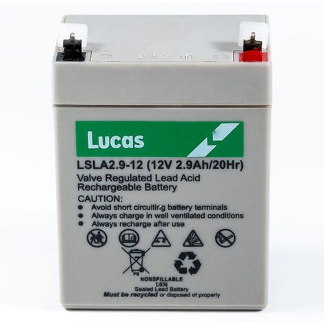 Batterie Plomb étanche Stationnaire Lucas VRLA AGM LSLA2.9-12 12V 2.9Ah.