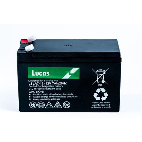 Batterie Plomb étanche Stationnaire Lucas VRLA AGM LSLA7-12 12V 7Ah.