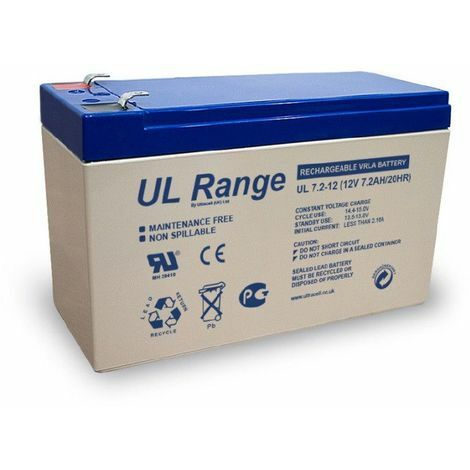 Batterie plomb étanche - Ultracell UL7.2-12 - 12v 7.2ah