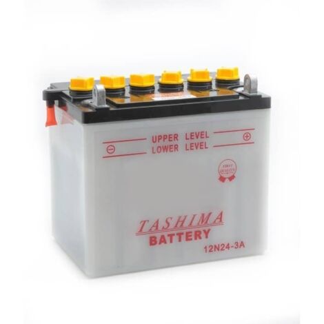 Batterie Plomb Tashima 12v, 24a . L: 184, L: 124, H:175mm, + à Droite Pour Tondeuse Autoportée, Moto