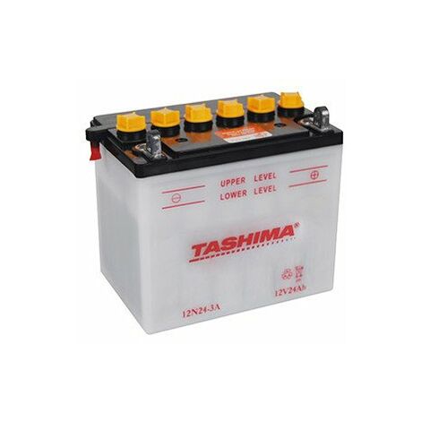 main image of "Batterie plomb TASHIMA 12V, 24A . L: 184, l: 124, H:175mm, + à droite pour tondeuse autoportée, motos. (livrée avec acide séparé"