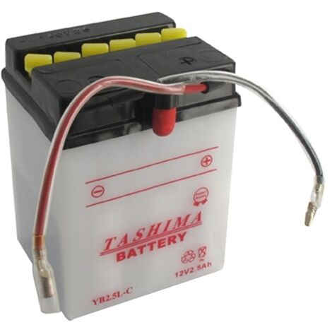 Batterie Plomb Tashima Renforcée 12v, 2,5a. L: 80, L: 70, H: 105mm, + à Droite Pour Motos. (livrée Avec Pack Acide). Remplace Yb