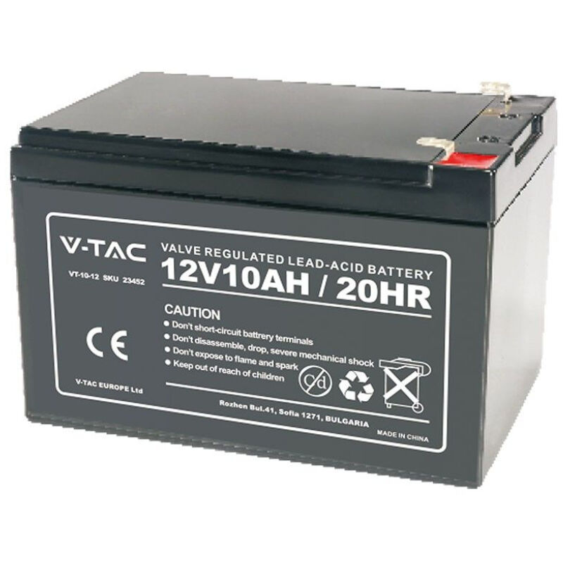 V-tac - Batterie au plomb 12V 10Ah pour alarme, ups, terminaux de vidéosurveillance T2 1783560mm 23452