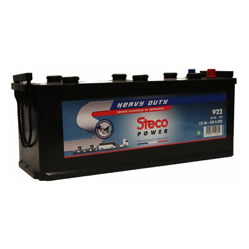 Stecopower - Batterie poids lourd 12V 135Ah 850A steco 922 - Ce produit de marque steco est neuf.