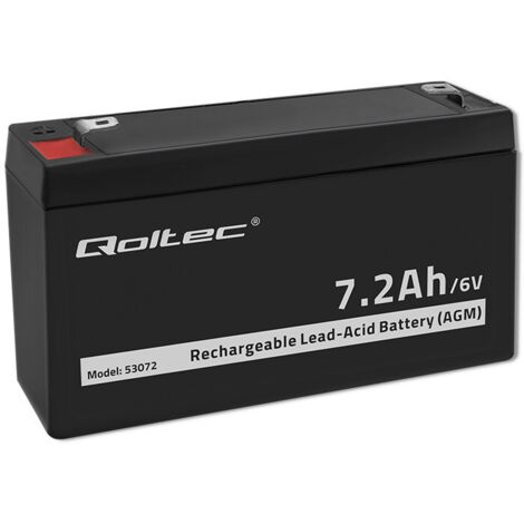 Batterie Qoltec AGM 6 V 7,2 Ah Sans entretien Efficace Longue durée de vie Pour jouets et véhicules