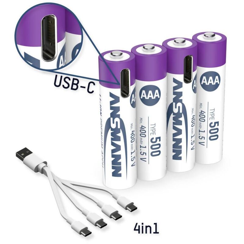 Ansmann - LR03 usb-c Batterie usb-c® Li-Ion 500 mAh 1.5 v 4 pc(s)