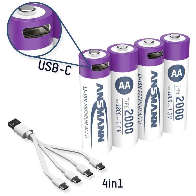 Ansmann - Batterie usb-c® Li-Ion 2000 mAh 1.5 v 4 pc(s)