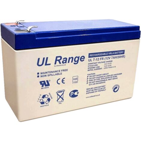Batterie rechargeable plomb/VRLA 12V 7,2Ah – Courant de décharge max 34,5A – Dimensions 150x65x95mm – Compatible appareils 12V – Ultracell