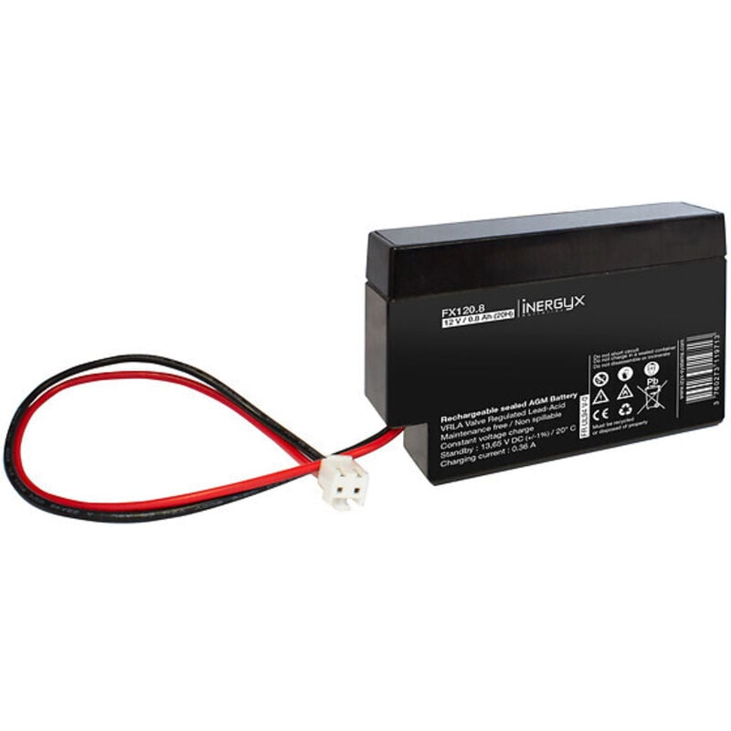 Batterie rechargeable VRLA à boitier FR/UL94 V-O - 12 Volts 7 A/heure - compatible coffret alimentation ABS série RSX - Izyx