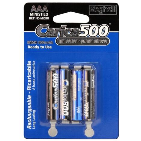 Batterie ricaricabili beghelli carica 500 stilo size aa 1,2v 1500mah