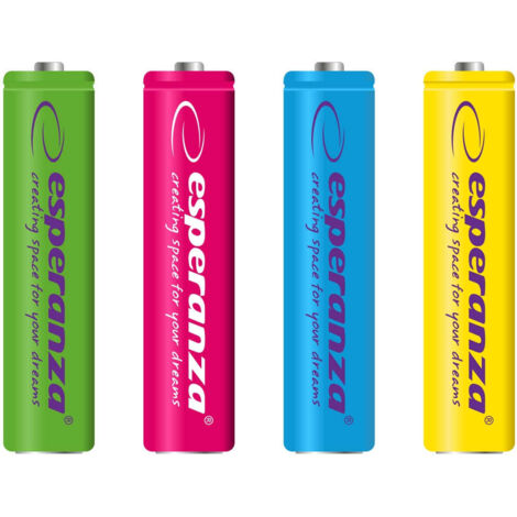 Batterie ricaricabili esperanza ni mh aaa 1000mah 4pz miscela di colori