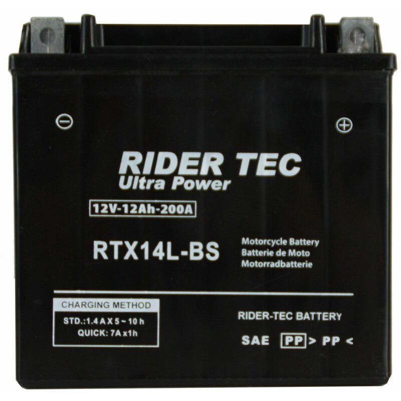 Batterie Moto Rtx14l-bs Sans Entretien 12v 12ah 200a Rider-tec