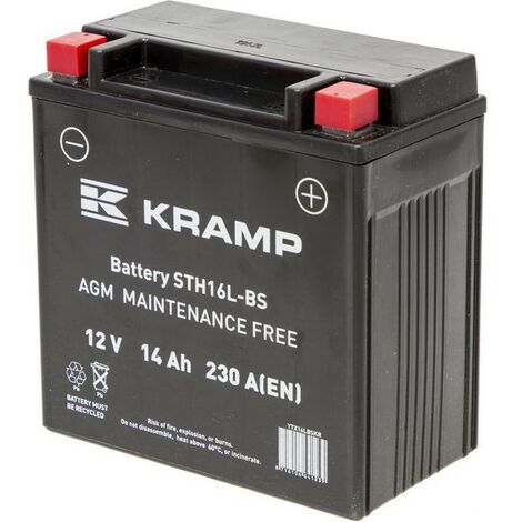 Batterie sèche tracteur tondeuse 12V – 14Ah – Technologie AGM pour performance durable – Borne Y11 + à droite – YTX16LBSKR