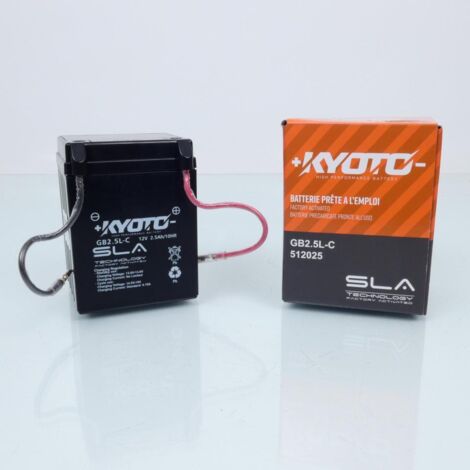 Batterie SLA Kyoto YB2.5L-C / 12V 2.5Ah pour moto scooter deux