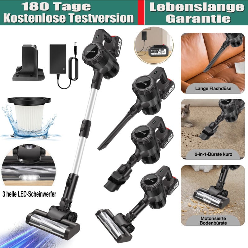 Dayplus - Batterie Stick Aspirateur vertical léger à main Bagless 6in1 w/ led