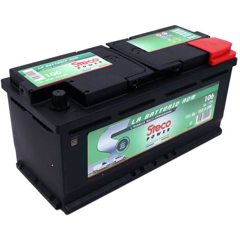 Batterie Stop and Start 12 V 105 Ah 950 A STECO 106 - Ce produit de marque STECO est neuf.