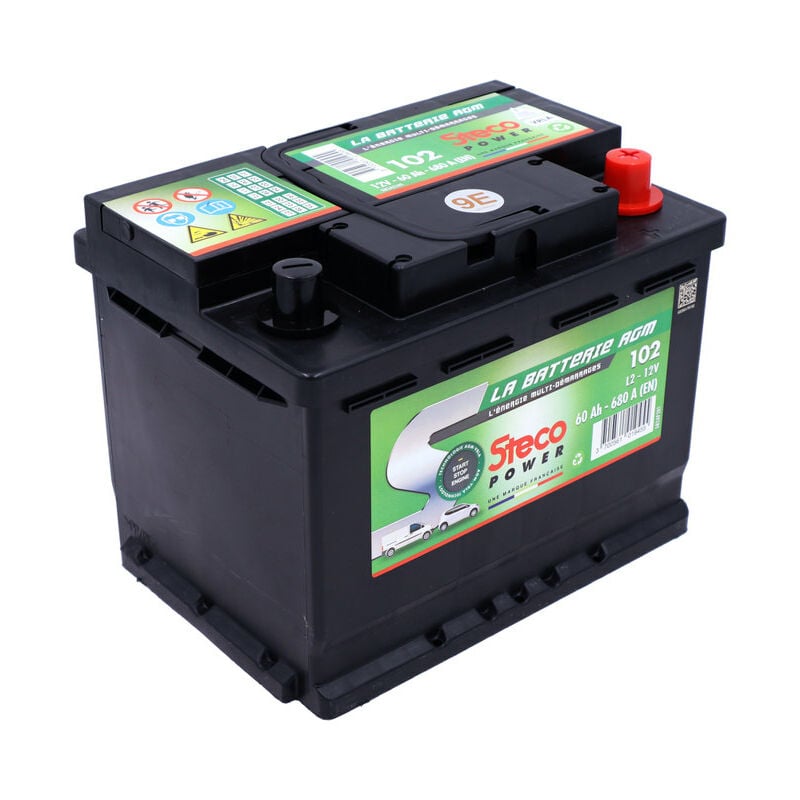 Batterie Stop and Start 12 v 60 Ah 680 a Steco 102 - Ce produit de marque Steco est neuf.