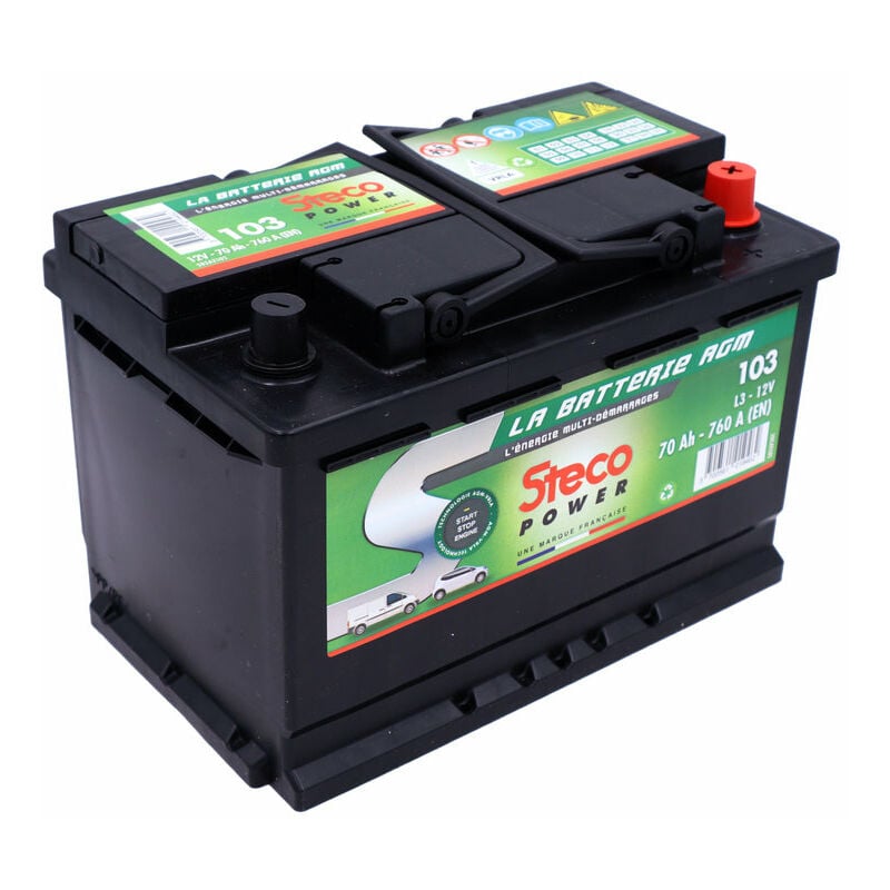 Batterie Stop and Start 12 v 70 Ah 760 a Steco 103 - Ce produit de marque Steco est neuf.