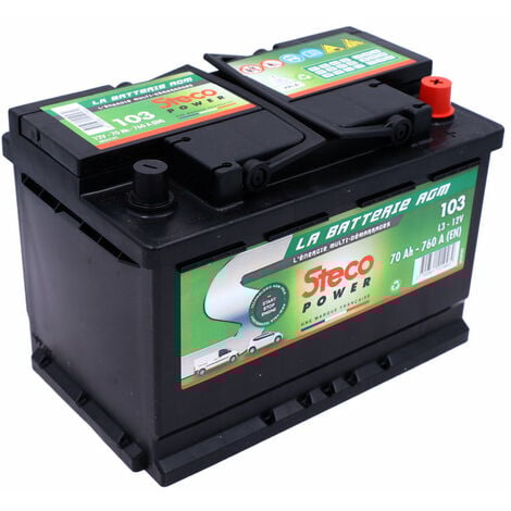 Batterie Stop and Start 12 V 70 Ah 760 A STECO 103 - Ce produit de marque STECO est neuf.