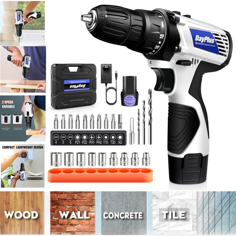 Batterie tournevis set perceuse chargeur de perceuse sans fil avec batterie