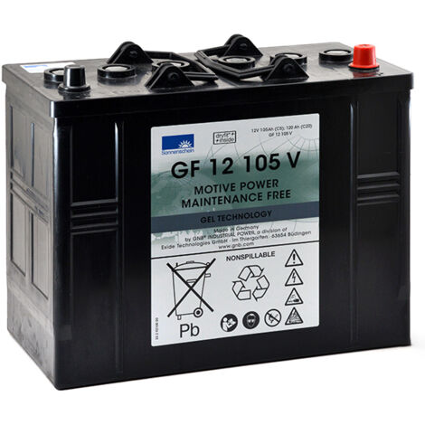 Batterie traction 12V 120Ah – Technologie plomb étanche gel – Performances en décharge rapide – Compatible Nilfisk SC500 - GF12105V