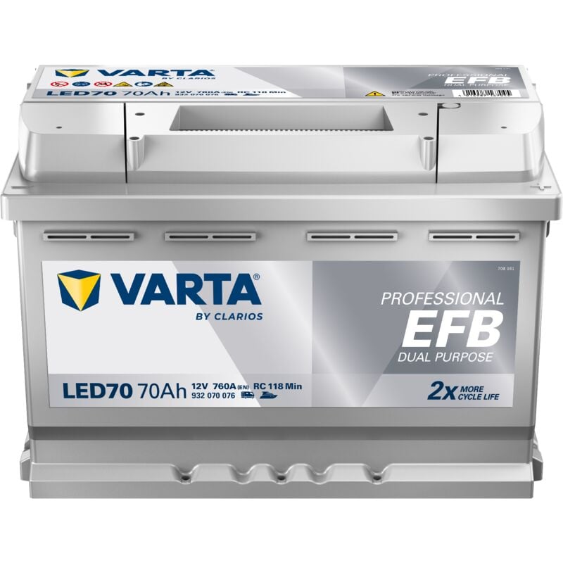 Batterie VARTA Professional Dual Purpose EFB LED 70 12V 70AH 760 AMPS 278x175x190 + Droite