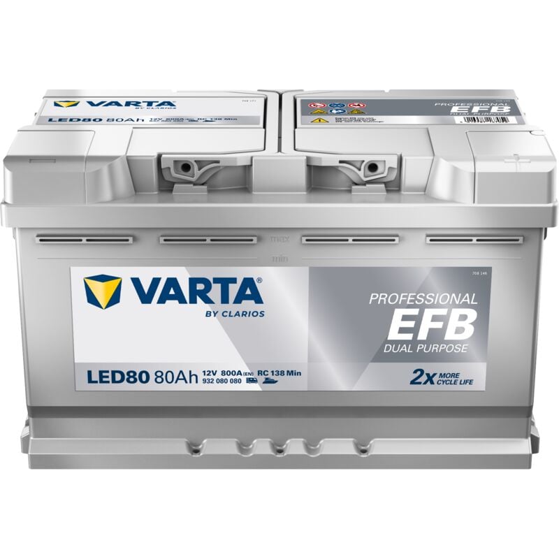 Batterie VARTA Professional Dual Purpose EFB LED 80 12V 80AH 800 AMPS 314x175x190 + Droite