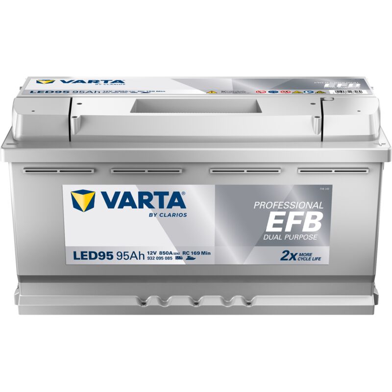 Varta - Batterie Professional Dual Purpose efb led 95 12V 95AH 850 amps 353x175x190 + Droite