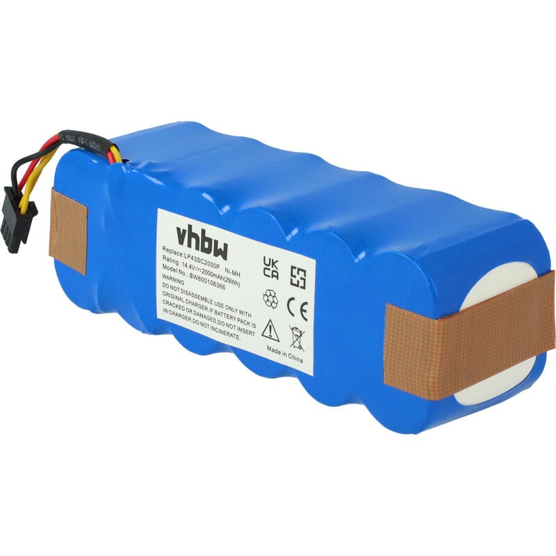 Vhbw - 1x Batterie compatible avec Ecovacs Deebot X-500, KK-8, CR120, X500 robot électroménager (2000mAh, 14,4V, NiMH) - Remplacement pour
