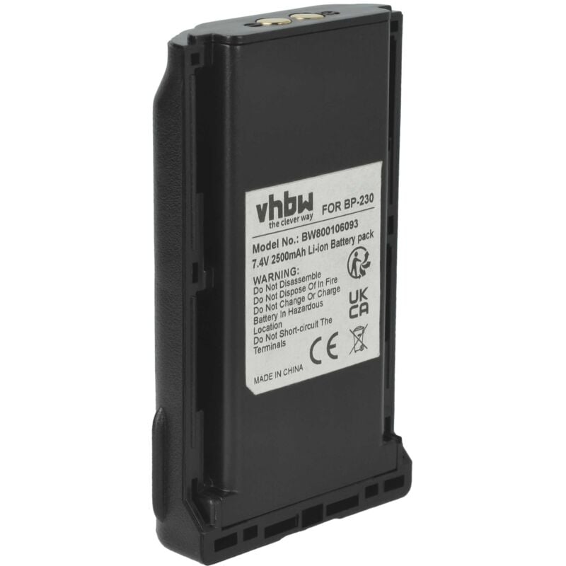 batterie compatible avec Icom IC-F14, IC-F15, IC-F24, IC-F25, IC-F33, IC-F34, IC-F43, IC-F43GS radio talkie-walkie (2500mAh, 7,4V, Li-Ion) - Vhbw