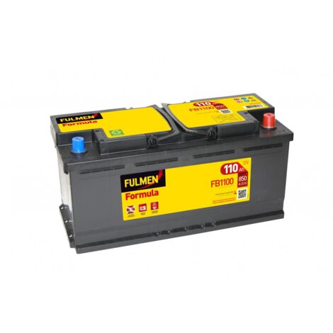 Batterie voiture 12V 110Ah FB1100 – Plomb Calcium – 850A – Dimensions 39,2x17,5x19cm – Compatible avec plusieurs modèles – Fulmen