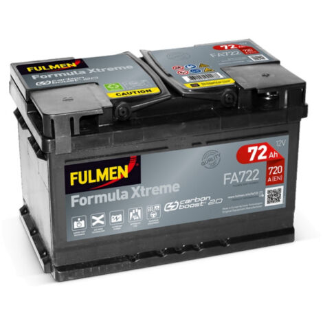 Batterie voiture 12V 72Ah 720A – FA722 – Plomb Calcium sans entretien – Pour démarrage automobile et bateau – Fulmen