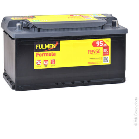 Batterie voiture 12V 95Ah 800A – FB950 – Technologie plomb calcium sans entretien – Performances fiables pour démarrages automobiles – Fulmen