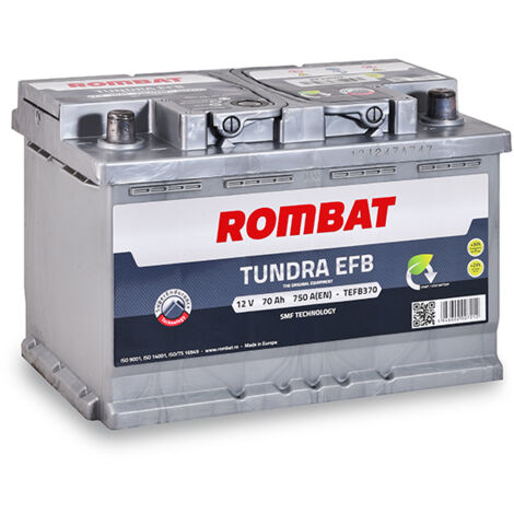 Batterie voiture EFB 12V 70Ah 750A – Technologie Plomb Calcium – Dimensions 278x175x190mm – Compatible Volkswagen Tiguan – Rombat - TEFB370