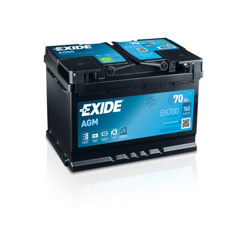 Exide - batterie agm L3 12V 70AH 760A 278X175X190 +d EK700