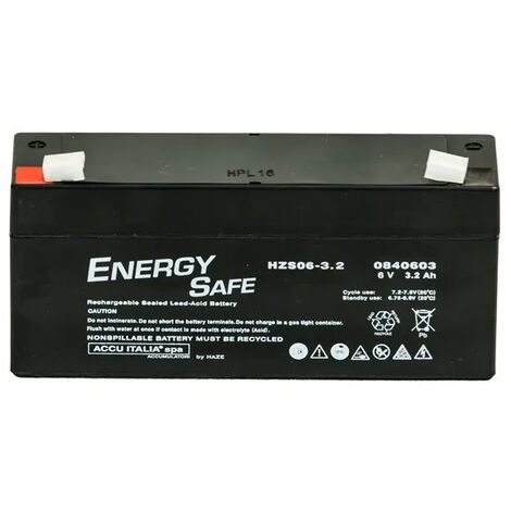 Batterie VRLA AGM au plomb Energy Safe Series 6 V 3,2 Ah C20 (F1)